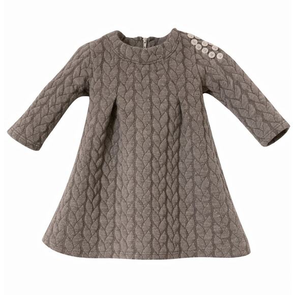 Le Top Other - Le Top Baby Girls Gray Quilted Knit Dress Size 6 Months Long Sleeve